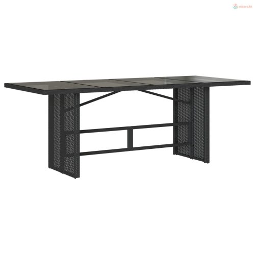 9 részes fekete polyrattan kerti étkezőgarnitúra párnákkal