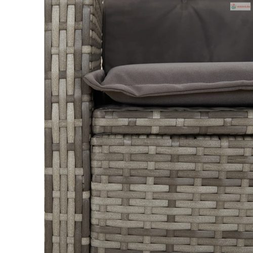 9 részes szürke polyrattan kerti étkezőgarnitúra párnával