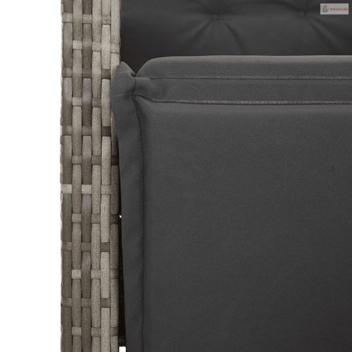 9 részes szürke polyrattan kerti étkezőgarnitúra párnával