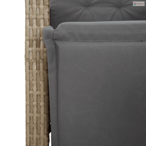 9 részes vegyes bézs polyrattan kerti étkezőgarnitúra párnákkal