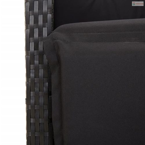 5 részes fekete polyrattan kerti étkezőgarnitúra párnákkal