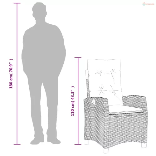 5 részes bézs polyrattan kerti étkezőgarnitúra párnákkal