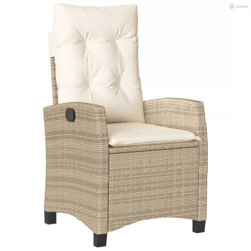 5 részes bézs polyrattan kerti étkezőgarnitúra párnákkal