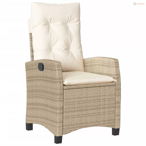 7 részes bézs polyrattan kerti étkezőgarnitúra párnákkal