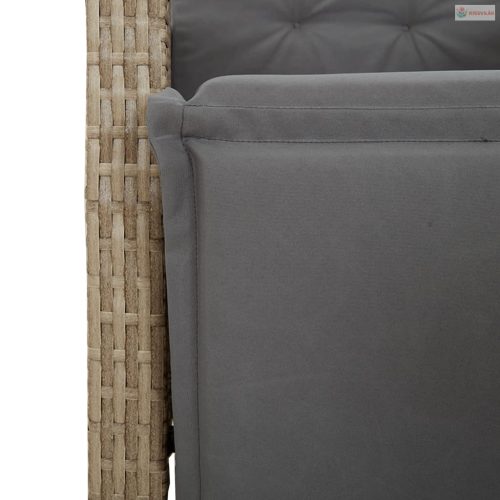 7 részes vegyes bézs polyrattan kerti étkezőgarnitúra párnákkal