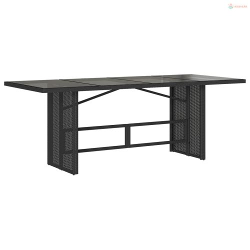 7 részes fekete polyrattan kerti étkezőgarnitúra párnával