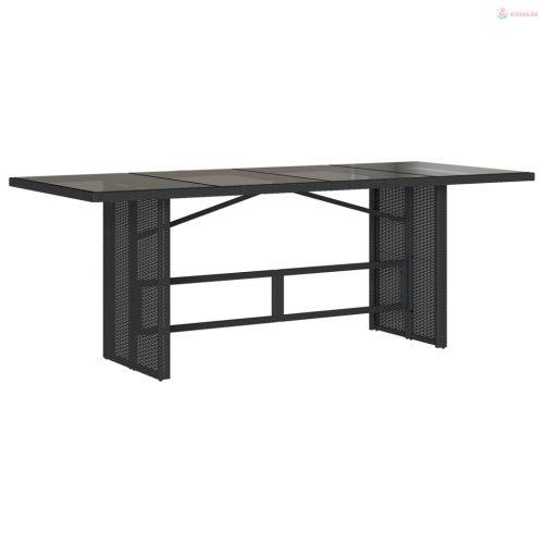 7 részes fekete polyrattan kerti étkezőgarnitúra párnával