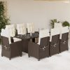 9-részes barna polyrattan kerti étkezőgarnitúra párnákkal