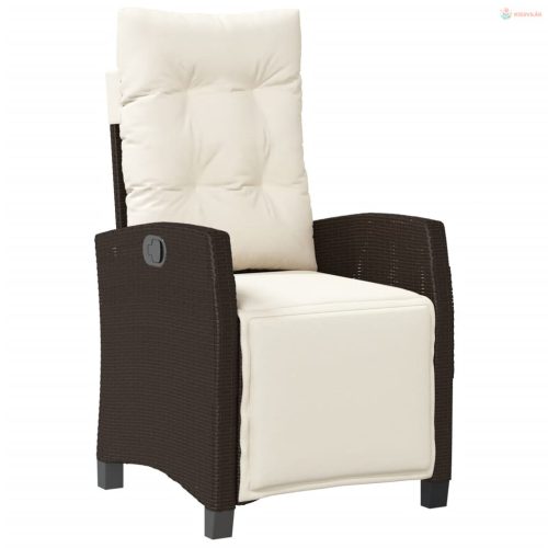 5-részes barna polyrattan kerti étkezőgarnitúra párnákkal