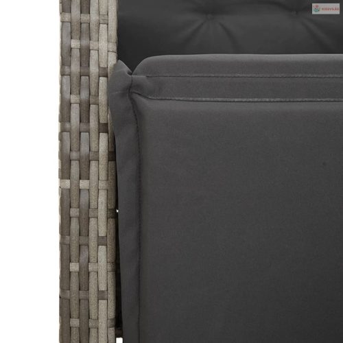 7 részes szürke polyrattan kerti étkezőgarnitúra párnával