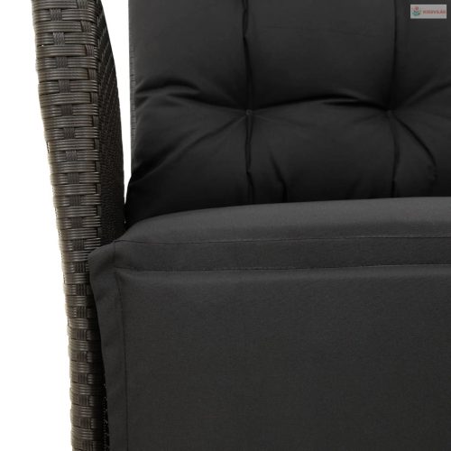 5 részes fekete polyrattan kerti étkezőgarnitúra párnákkal