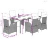 7 részes szürke polyrattan kerti étkezőgarnitúra párnával