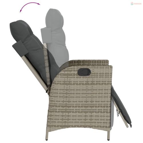 9 részes szürke polyrattan kerti étkezőgarnitúra párnával