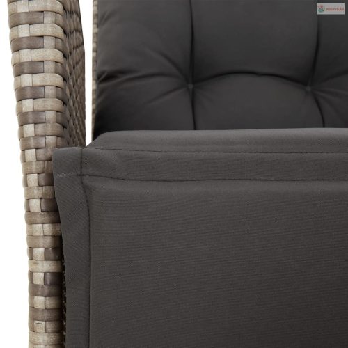 9 részes szürke polyrattan kerti étkezőgarnitúra párnával