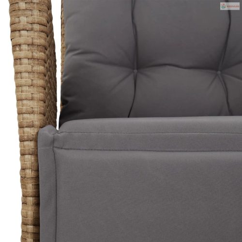 9 részes vegyes bézs polyrattan kerti étkezőgarnitúra párnákkal