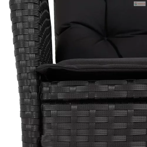 5 részes fekete polyrattan kerti étkezőgarnitúra párnákkal