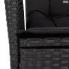 7 részes fekete polyrattan kerti étkezőgarnitúra párnával