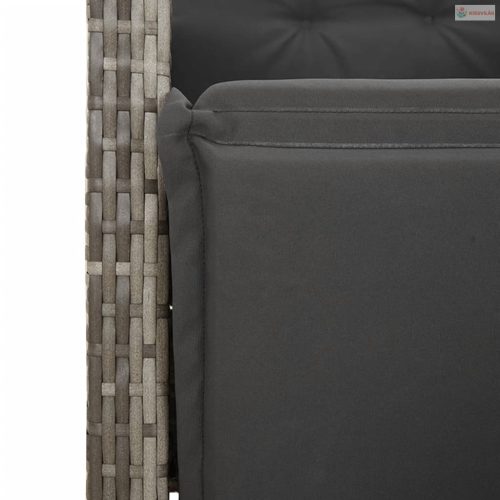 5 részes szürke polyrattan kerti étkezőgarnitúra párnával
