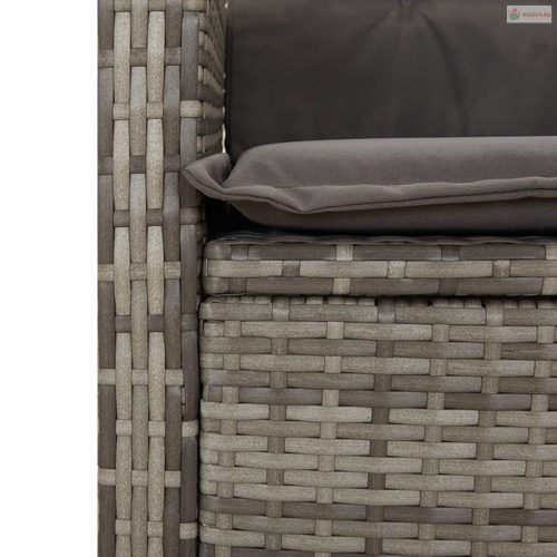 5 részes szürke polyrattan kerti étkezőgarnitúra párnával