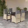 5 részes bézs polyrattan kerti étkezőgarnitúra párnákkal