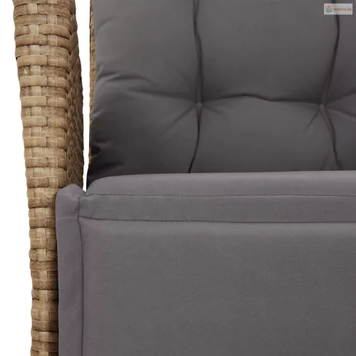 7 részes bézs polyrattan kerti étkezőgarnitúra párnákkal