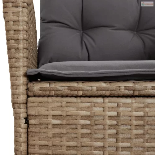 9 részes bézs polyrattan kerti étkezőgarnitúra párnákkal