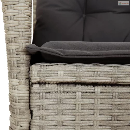 7 részes világosszürke polyrattan kerti étkezőszett párnával