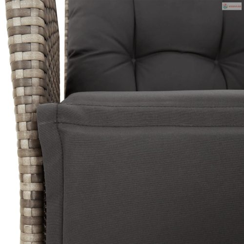 9 részes szürke polyrattan kerti étkezőgarnitúra párnával
