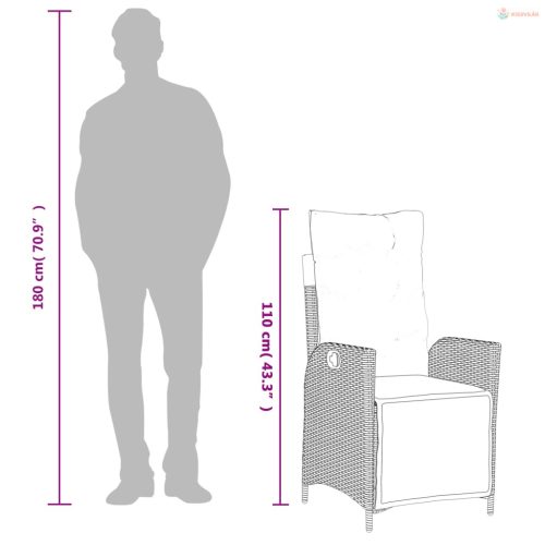 9 részes szürke polyrattan kerti étkezőgarnitúra párnával