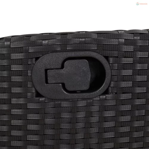 3 részes fekete polyrattan kerti étkezőgarnitúra párnákkal