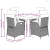 5 részes fekete polyrattan kerti étkezőgarnitúra párnákkal