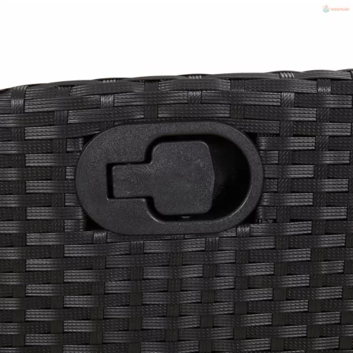 5 részes fekete polyrattan kerti étkezőgarnitúra párnákkal