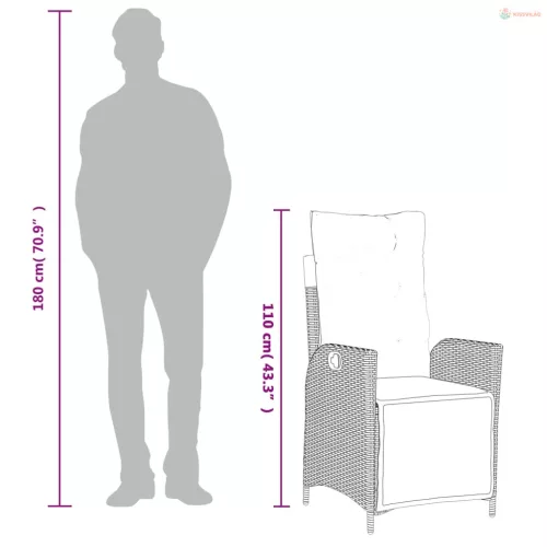 5 részes fekete polyrattan kerti étkezőgarnitúra párnákkal