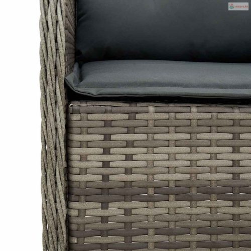 9 részes szürke polyrattan kerti étkezőgarnitúra párnával