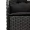7 részes fekete polyrattan kerti étkezőgarnitúra párnával