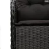 7 részes fekete polyrattan kerti étkezőgarnitúra párnával