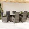 7 részes szürke polyrattan kerti étkezőgarnitúra párnával