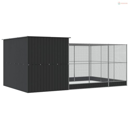 Ezüstszínű acél madárház bővítménnyel 497 x 303 x 216 cm