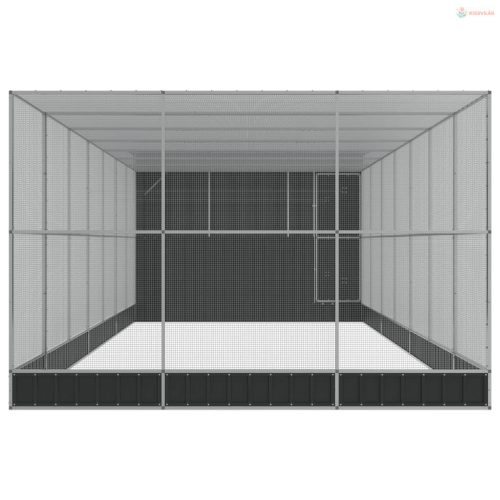 Ezüstszínű acél madárház bővítménnyel 911 x 303 x 216 cm