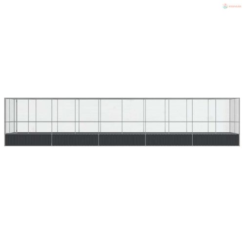 Ezüstszínű acél madárház bővítménnyel 1039x207x212 cm