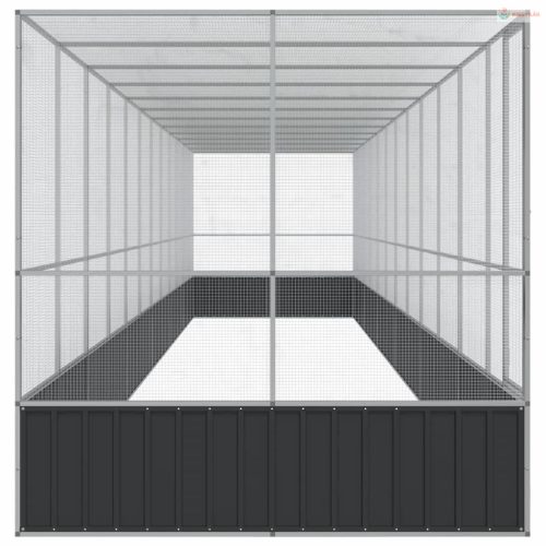 Ezüstszínű acél madárház bővítménnyel 1246x207x212 cm