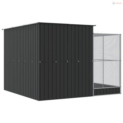 Ezüst színű acél madárház kiterjesztésekkel 290 x 303 x 216 cm