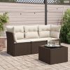 4 részes barna polyrattan kerti ülőgarnitúra párnákkal
