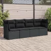 4 részes fekete polyrattan kerti ülőgarnitúra párnákkal