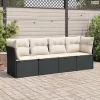4 részes fekete polyrattan kerti ülőgarnitúra párnákkal