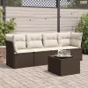 5 részes barna polyrattan kerti ülőgarnitúra párnával