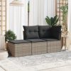 3 részes szürke polyrattan kerti ülőgarnitúra párnákkal