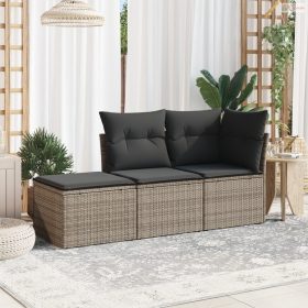   3 részes szürke polyrattan kerti ülőgarnitúra párnákkal