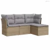 4 részes bézs polyrattan kerti ülőgarnitúra párnákkal
