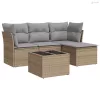 5 részes bézs polyrattan kerti ülőgarnitúra párnákkal